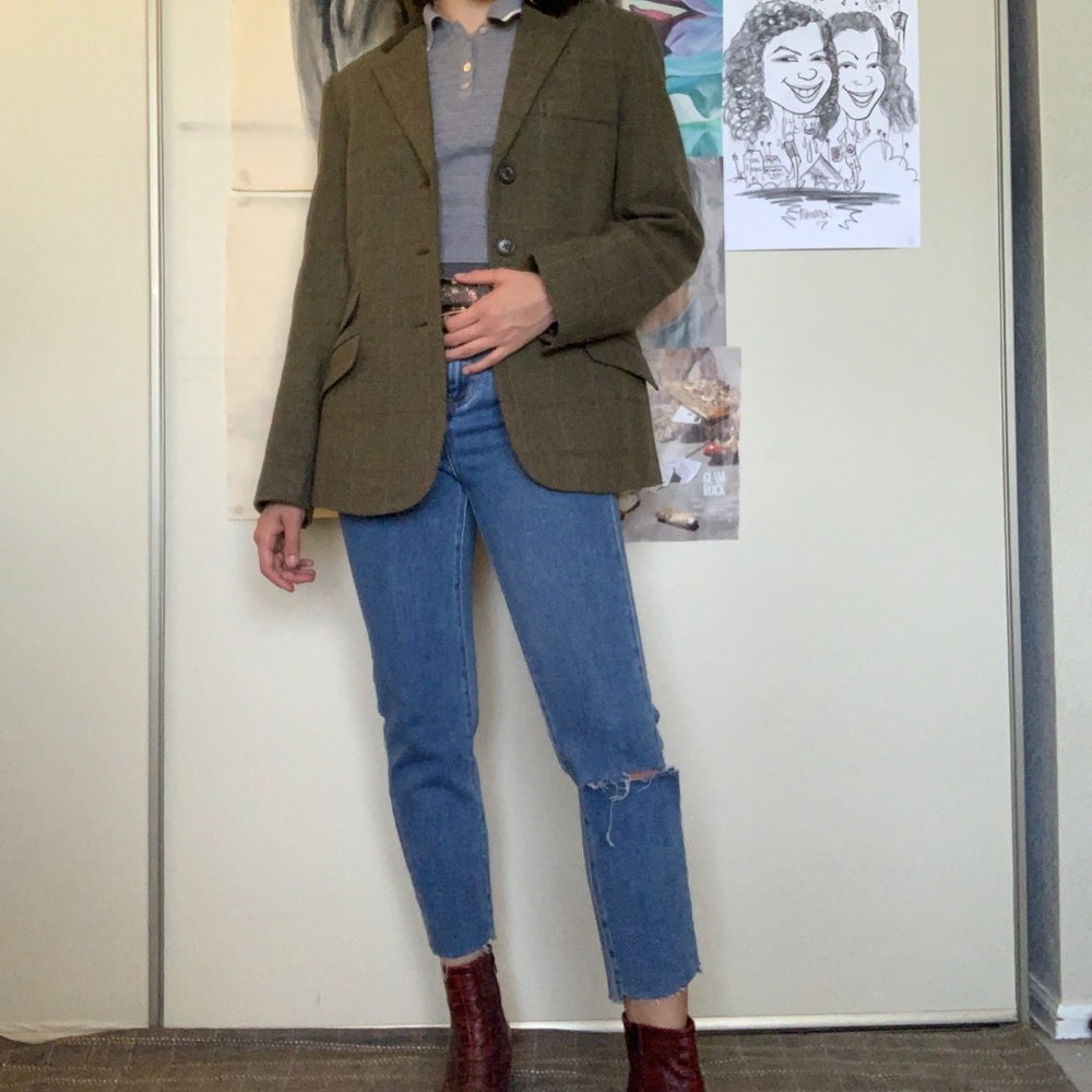 olive green wool blazer